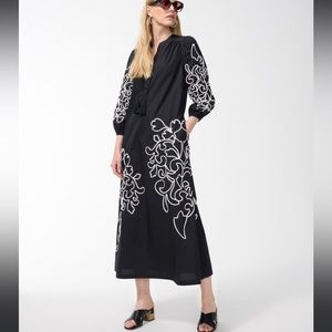 Petite Poplin Embroidered Maxi Dress
